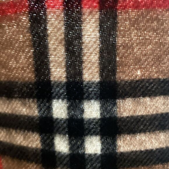 Vintage Burberrys Burberry Camel Nova Check Cashmere Scarf 57" x 12" - Picture 8 of 8